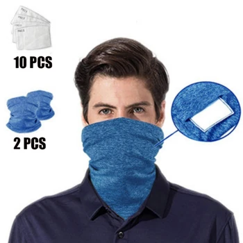 

Mask Breathable Multi-purpose Bandanas Neck Gaiter 2 Masks 10 Safety Filters Unisex Anti-Dust Washable Outdoors Festivals Sports
