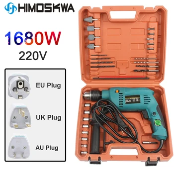 

1680W 220V 240V Electric Impact Drill Power Hammer Drill Electric Drill with 9PC Drill Bits EU plug with box