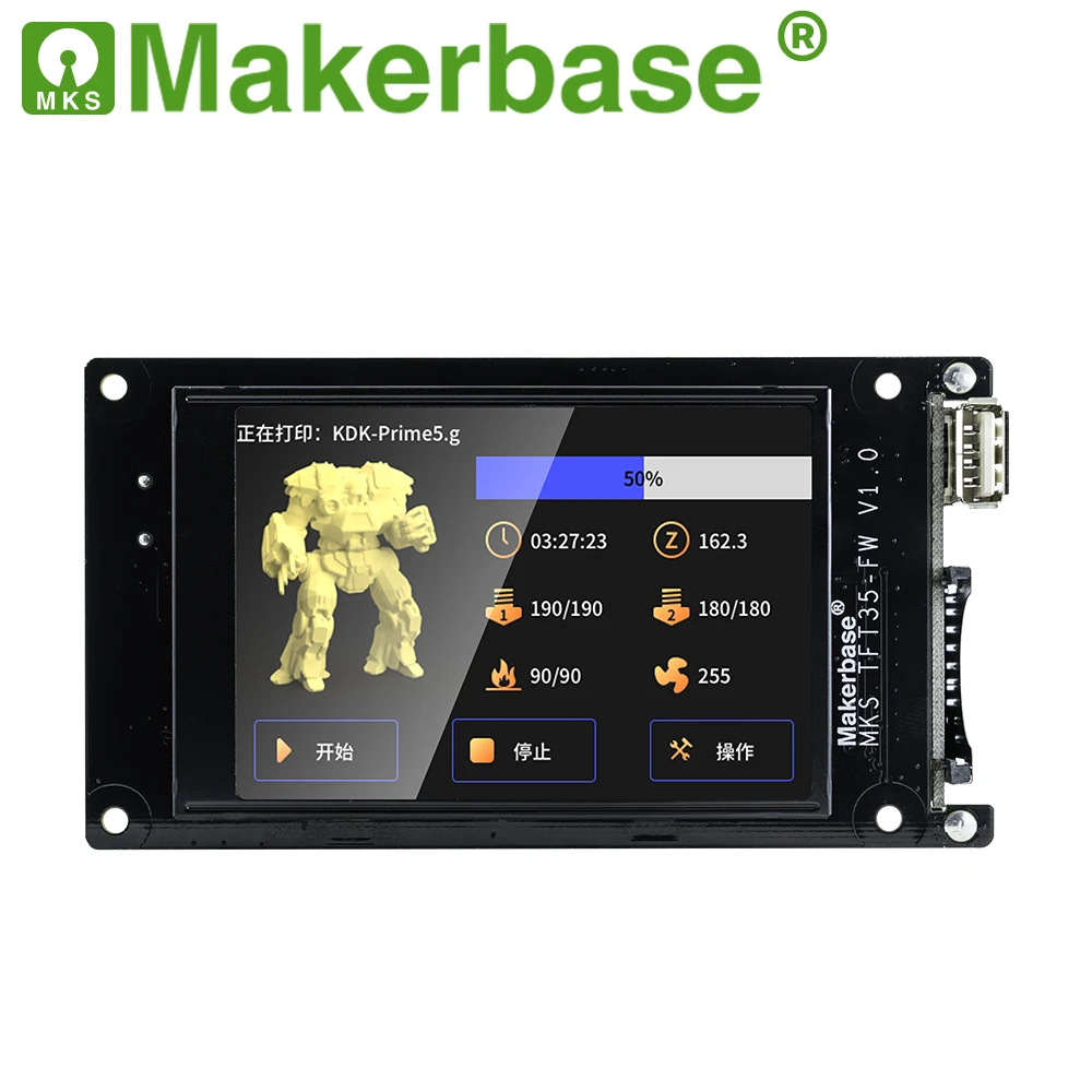 Makerbase-peças da Impressora Mks Touch Screen Tft35 fw V1.0 3.5 Inserir Cartão sd Disco Usb Frente Controle Wifi Visualização Gcode - Imagem 2