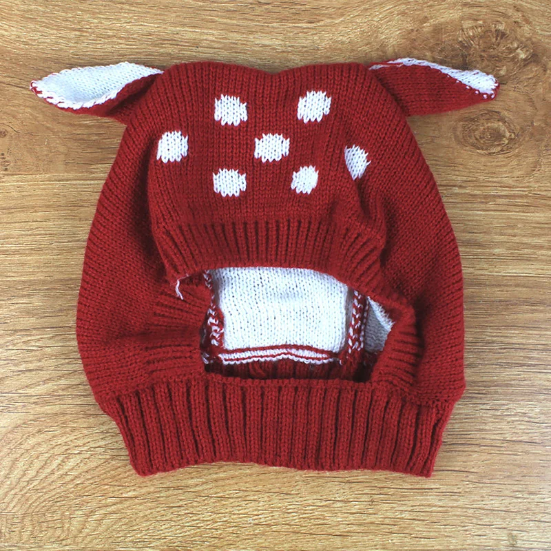 Детская зимняя шапка, вязаная шерстяная шапка, Рождественская модная Милая шляпа оленя, одноцветная детская шапка, осенние детские теплые головные уборы