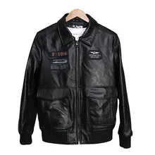 Фабрика новые мужские черные Air force A1 пилот овчины куртка, модная верхняя одежда с вышивкой для Повседневное воздуха куртки «force»