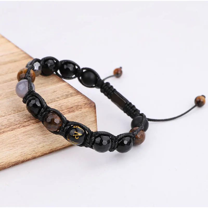 Unique Design Mix Natural Stone Buddhism Style Beaded Woven Macrame Bracelet Men Jewelry - Image 3