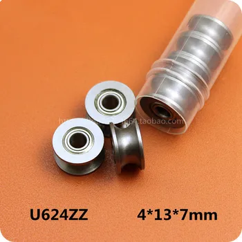 

Fixmee 10pc 624UU U Groove HCS Guide Pulley Rail Ball Bearings Wheel Roll 4mm*13mm*7mm