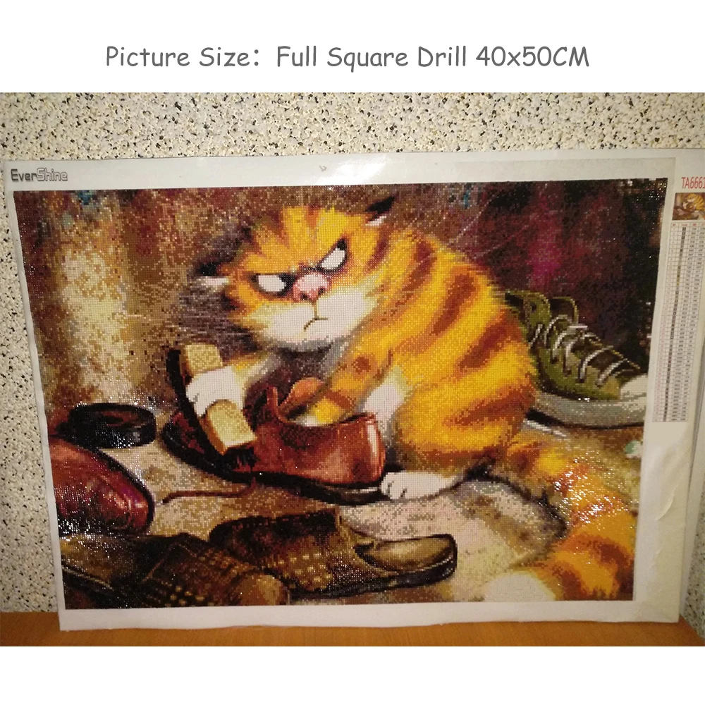 Diamond Painting Evershine Diamond Painting Cat Diamond Embroidery Full Square Cartoon Animal Mosaic Cross Stitch Kit Home Decoration