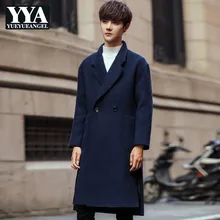 Мужская мода, корейские тонкие ветровки, дизайн, двубортное длинное пальто, Осень-зима, уличная деловая Повседневная Верхняя одежда для мужчин