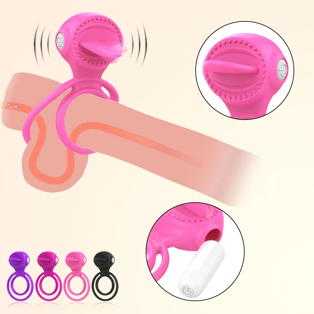 Penis Ring Vibrator Cock Ring Clitoris Licking Vibeator Sex Toys for Women G spot Stimulator Men Time Delay Penis Sleeve Rings H0645c24fc5ff41d6a75c3c571af51a0cL
