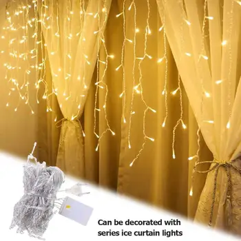 

Garland Xmas 96LED Curtain Icicle Lamp String Fairy Light for Outdoor Decor Holiday Festival Curtain Wedding Lights