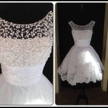 Горячая белые Выпускные платья RKH15.3 Бисероплетение зубчатый вырез милые 16 платья Короткое платье для выпускного вечера