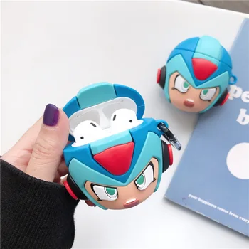 

3D Stereoscopic Rockman Cute Case for AirPods Silicone Bluetooth Earphone Case for Airpods 2 Cartoon Protective Cover +keychain