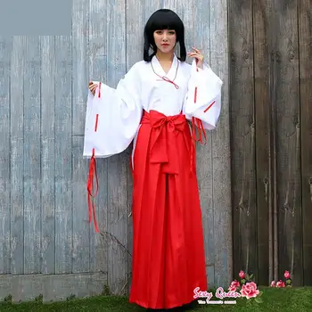

Costume For Festival Higurashi Kagome Kikyo Sesshoumaru For Halloween Party Anime Inuyasha Cosplay Costumes Red Japanese Kimono