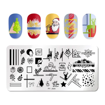

PICT You Nail Stamping Plates Christmas Pattern Nail Art Plate Stainless Steel Nail Design Stencil Tools DIY Nail Stamping