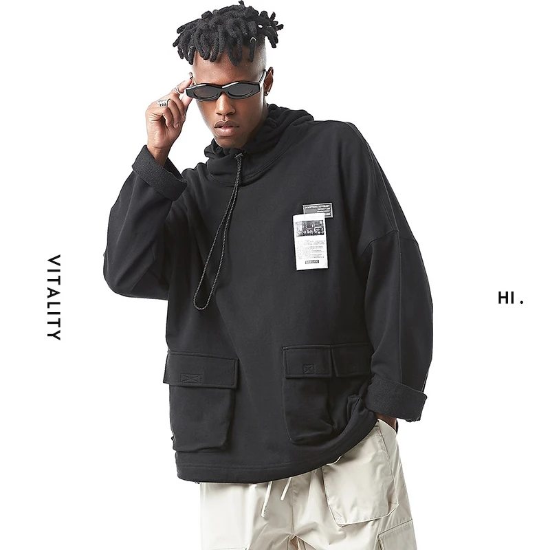 

Green Black Gray Hoodies Men/Male Casual Solid Color Hooded Oversize Streetwear Sweatshirts Hip Hop Skateboard Men