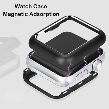 

Magnetic Adsorption Metal Frame Protective Case for Apple Watch 38MM 42MM Series 1 2 3 5 4 40MM 44MM Aluminum Bumper Cover