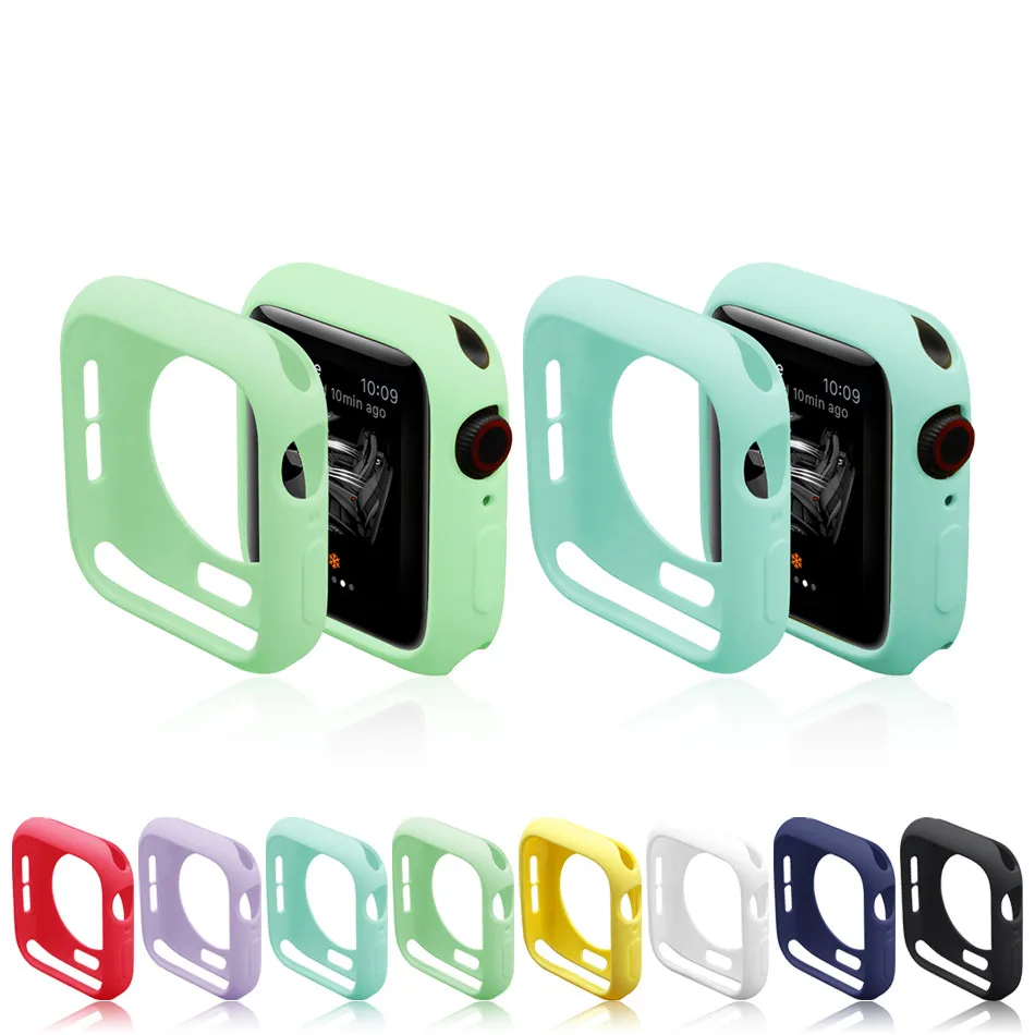 

10Pcs Candy TPU Case For Apple Watch Series 6 SE 5 4 3 2 1 Bumper Cover For iWatch 40MM 44MM 38MM 40MM Fit Ultra-thin Frame Band