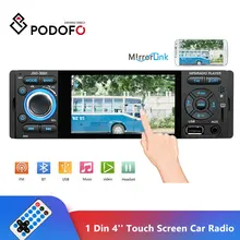 Podofo Автомагнитола 1 Din Авторадио 4 дюймов сенсорный экран Авто аудио стерео Мультимедийный Плеер Зеркало Ссылка Bluetooth USB AUX FM SWC