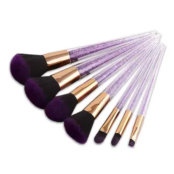 

7pcs/set Makeup Brush Kit Foundation Powder Eyebrow Shadow Brush Blush Purple Crystal Brush Makeup Set Portable Makeup Brush