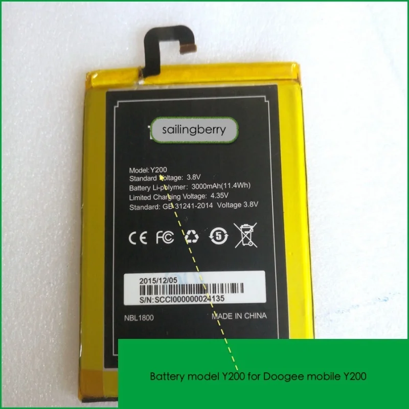 

Battery suitable for DOOGEE Y200 mobile with battery model Y200