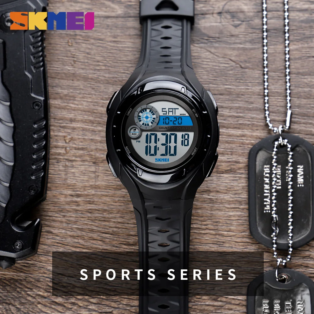 SKMEI цифровые часы спортивные часы мужские военные водонепроницаемые 5 бар будильник часы Неделя дисплей Relogio Masculino Cool 1470