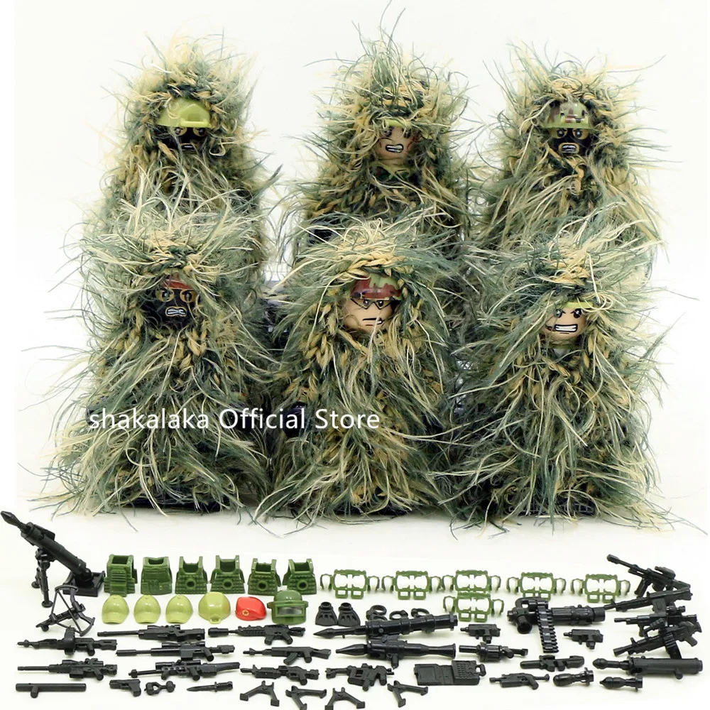 6 шт. Ghillie костюм военный камуфляж армия спецназ Солдат ОМОН DIY строительные блоки
