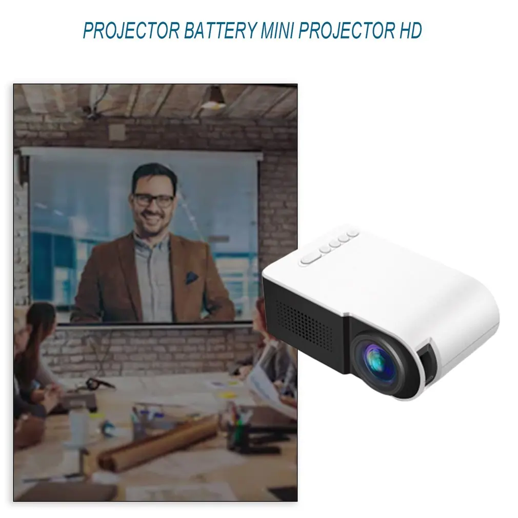 LED Mini Portable Projector 1080P HD Projection Yg210 Household Micro Mini Projector For Lesiure White