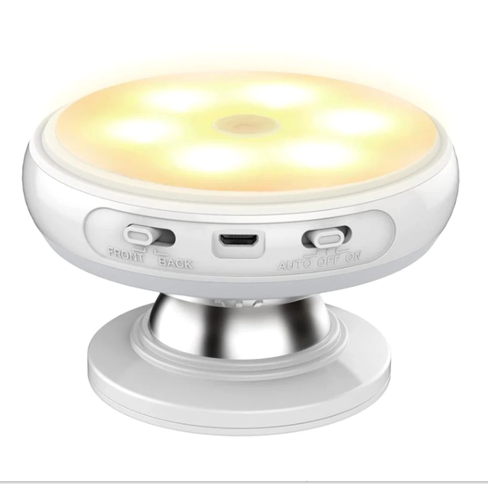 Настенный светодиодный ночник с поворотом на 360 градусов, Ночной светильник с датчиком, съемная Магнитная база, перезаряжаемая USB Батарея, коридор