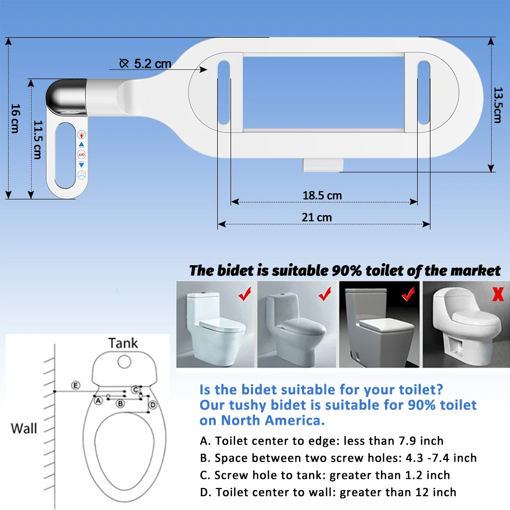SOOSI New Bidet Attachment Ultra-Slim Toilet Seat Double Nozzle Spiral Adjustable Water Pressure Non-Electric Ass Sprayer 4