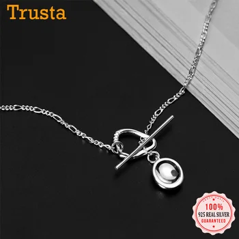 

Trustdavis Real 925 Sterling Silver Fashion Elliptic Irregularity Stick Pendant Clavicle Necklace For Women Fine Jewelry DA826