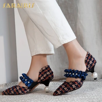 

Sarairis New Fashion 2020 Large Size 40 Mix Color Shoes Woman Sandals Strange Style Slip-On Mixed Colors Party Sandals Women
