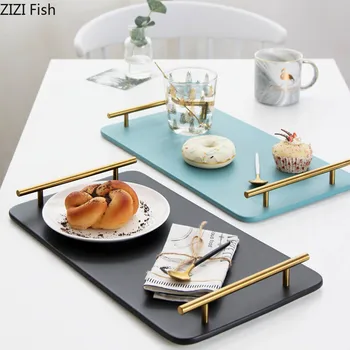 

Nordic Ceramic Handle Tray Bread Snack Board Home Dining Tray Square Fruit Cake Dessert Plate Cake Stand Jewelry Storage Tray