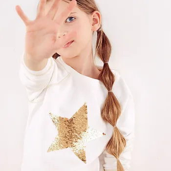 

jumping meters New Brand 2-7T Girls Sweatshirts Autumn Winter Baby Tops Stars Beading Children Long Sleeve Shirts Kids Girls Top