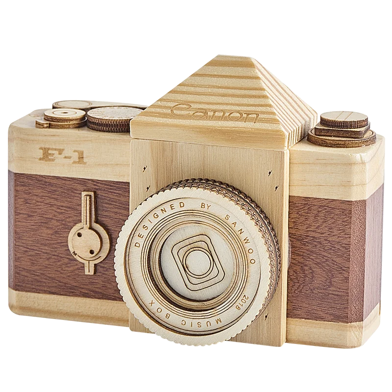 

BOMAROLAN Wooden Box Retro Camera Design Classical Melody Birthday Home Decoration Melody Boxes Toy Cameras Child Birthday Gift