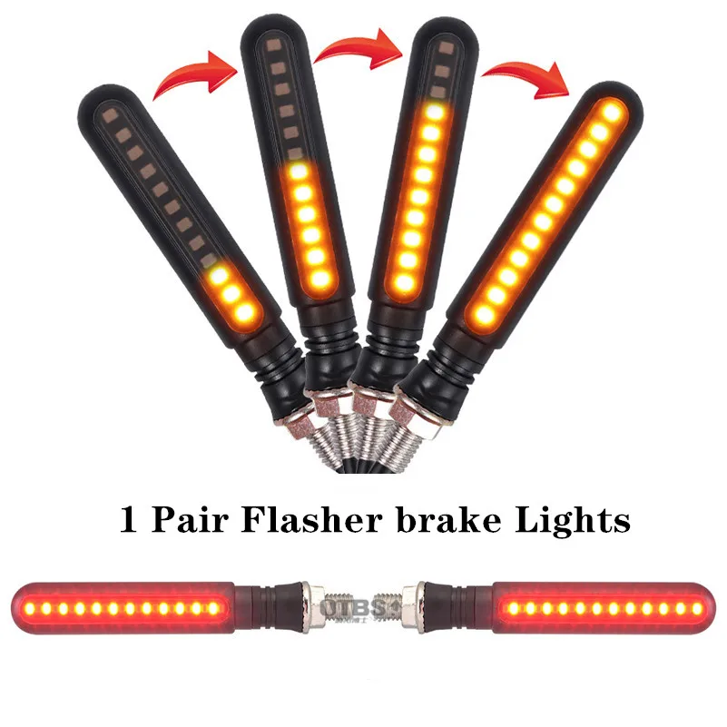 Светодиодный Сигналы поворота для мотоцикла хвост светильник Moto мигалка индикаторы свет лампы светодиодный мини проблесковый маячок мигающий задний светильник DRL сигнала светильник s - Цвет: 1 pair brake light