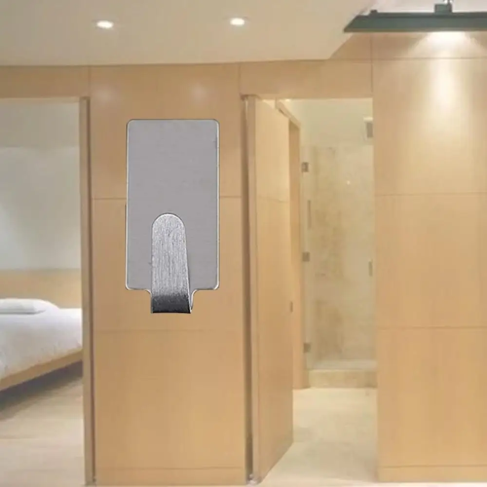

6pcs Adhesive Stainless Steel Bathroom Wall Hanger Stick On Adhesive Robe Towel Family Robe Hooks Bathroom Accessories