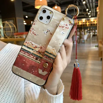 

Chinese Style Wrist Holder Phone Case for iPhone 11/11pro/X /XS/XR SAMSUNG series Huawei Mate30/20 series