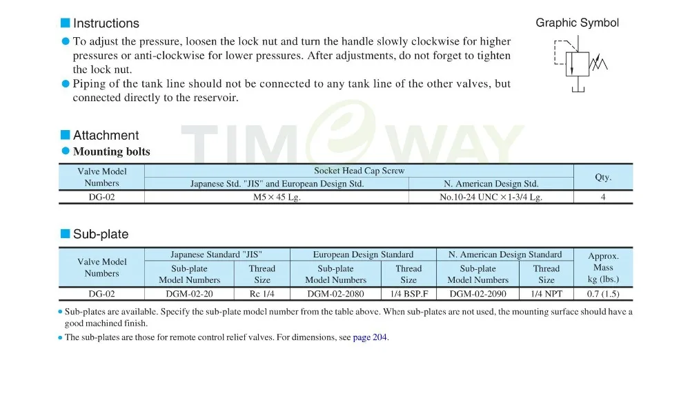 TIMEWAY-válvula de alívio hidráulica, DT, DG-02-B-22, DG-02-C-22,