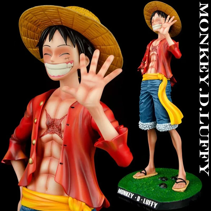 43cm Japan Anime One Piece Monkey D Luffy Pvc Action Figure Net Red Luffy Smiley Face Straw Hat Collection Model Dolls Toys Buy At The Price Of 54 In Aliexpress Com