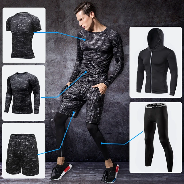tights men's sports suit gym man's sportswear sport clothes for men  training jogging tracksuits running compression sport suits - AliExpress