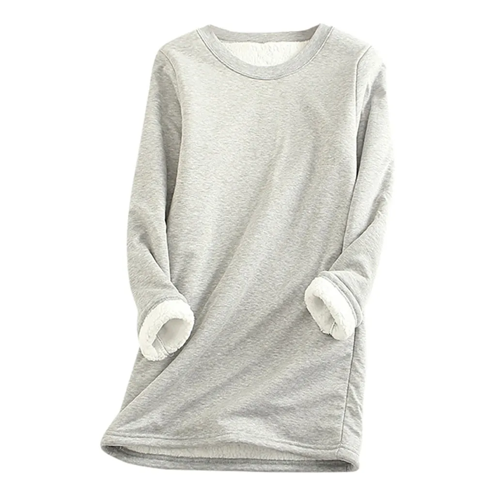 Женская зимняя бархатная футболка с длинным рукавом, теплая плотная футболка, винтажная уличная одежда, Camiseta Feminina, тонкие женские топы, 19Oct - Цвет: Gray
