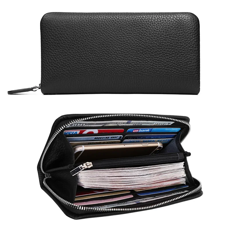 

2019 New Style Cowhide Europe And America Men Business Long Clutch Bank Card Package Large Bills Wallet