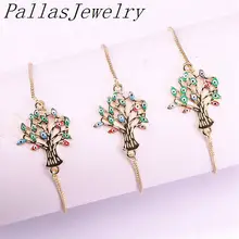 10 шт. Новое поступление лучший подарок для девочки цветной эмаль глаз проложить дерево регулируемый браслет-цепочка с фианитами золотые украшения