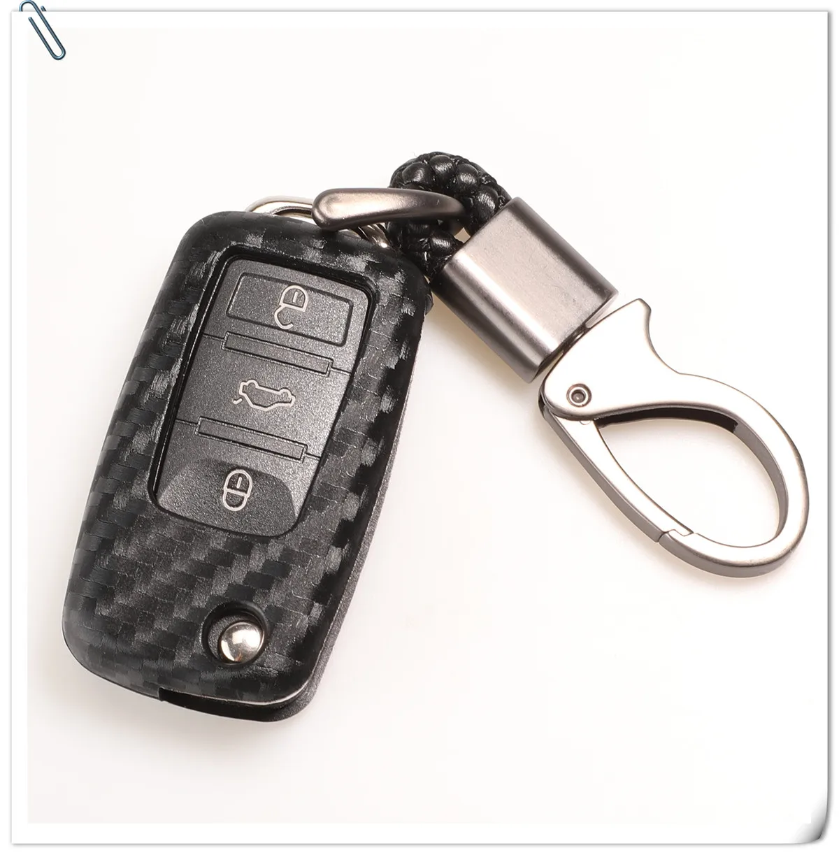Keyforkess Car Styling custodia a conchiglia chiave automatica per Volkswagen Polo Tiguan VW Passat Skoda Cover Car Styling accessori in fibra di carbonio - H0646fd3b1e5c4a20a9c2a23c3e4e1232t