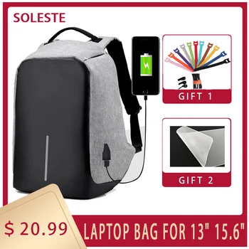 

School Bag For Men PC 15.6" Backpacks USB Charging Backpack 15Inch Travel Backpack Multi Function Anti Theft Waterproof Mochila