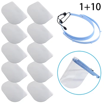 

Safety Face Shield Detachable With 10 Plastic Clear Protective Visor Anti-fog