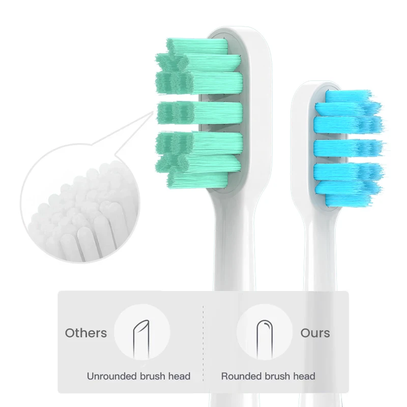 Têtes de brosse de rechange pour xiaomi Mijia T300/T500/T700, brosse à dents électrique sonique, buses à poils souples avec bouchons scellés