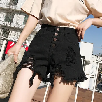 

Hole High Waist Wide Leg Denim Shorts for Women 2020 New Jean Shorts Women Summer Korean Style Women Loose Short Shorts