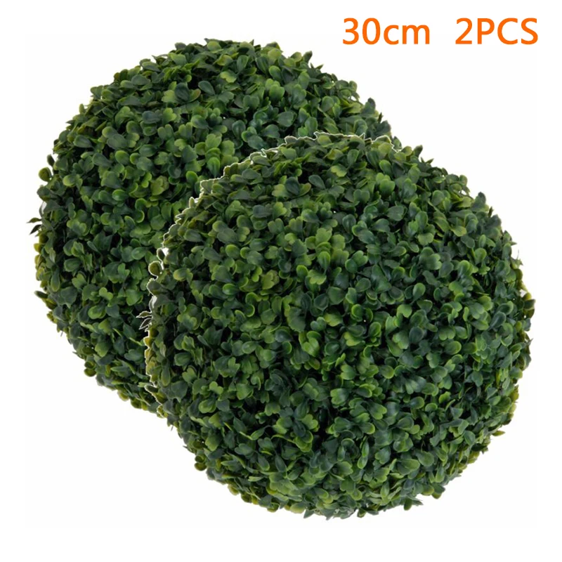 2 Artificial Green Topiary Balls Buxus Leaf Garden Hanging Grass Wedding Outdoor Party Decorative Accessory