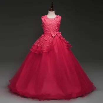 

Girls'Campus Graduation Dance Party Embroidered Dress Flower Girls Wedding Bridesmaids' Eucharist Party Length Bridesmaid Dress