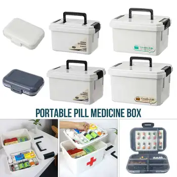 

2 Layer Multifunctonal Storage Box First Aid Kit Organizer With Handle Portable Kits PP Plastic Drug For Household Medical Kit