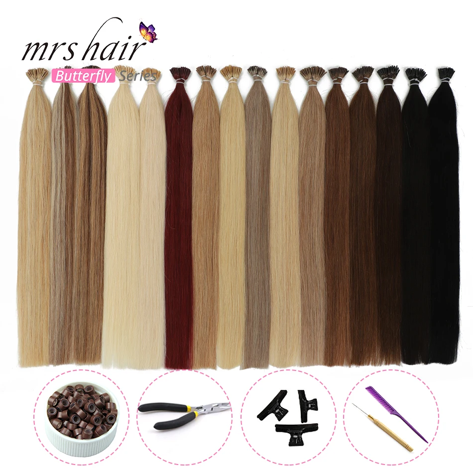 MRSHAIR, 1 г/шт., 16 дюймов, 20 дюймов, 24 дюйма, Предварительно Связанные волосы для наращивания, I Tip Machine, Remy, прямые человеческие волосы на капсулах, настоящие волосы, 50 шт