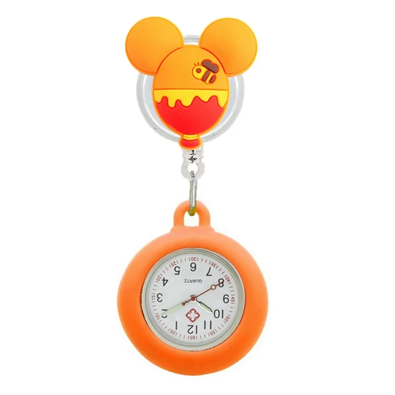 Cartoon Dolls Nurse Doctor Retractable Silicone Pocket Watches for Hospital Medical Women Mens Badge Reel Gift pocket watch 10pcs/lot